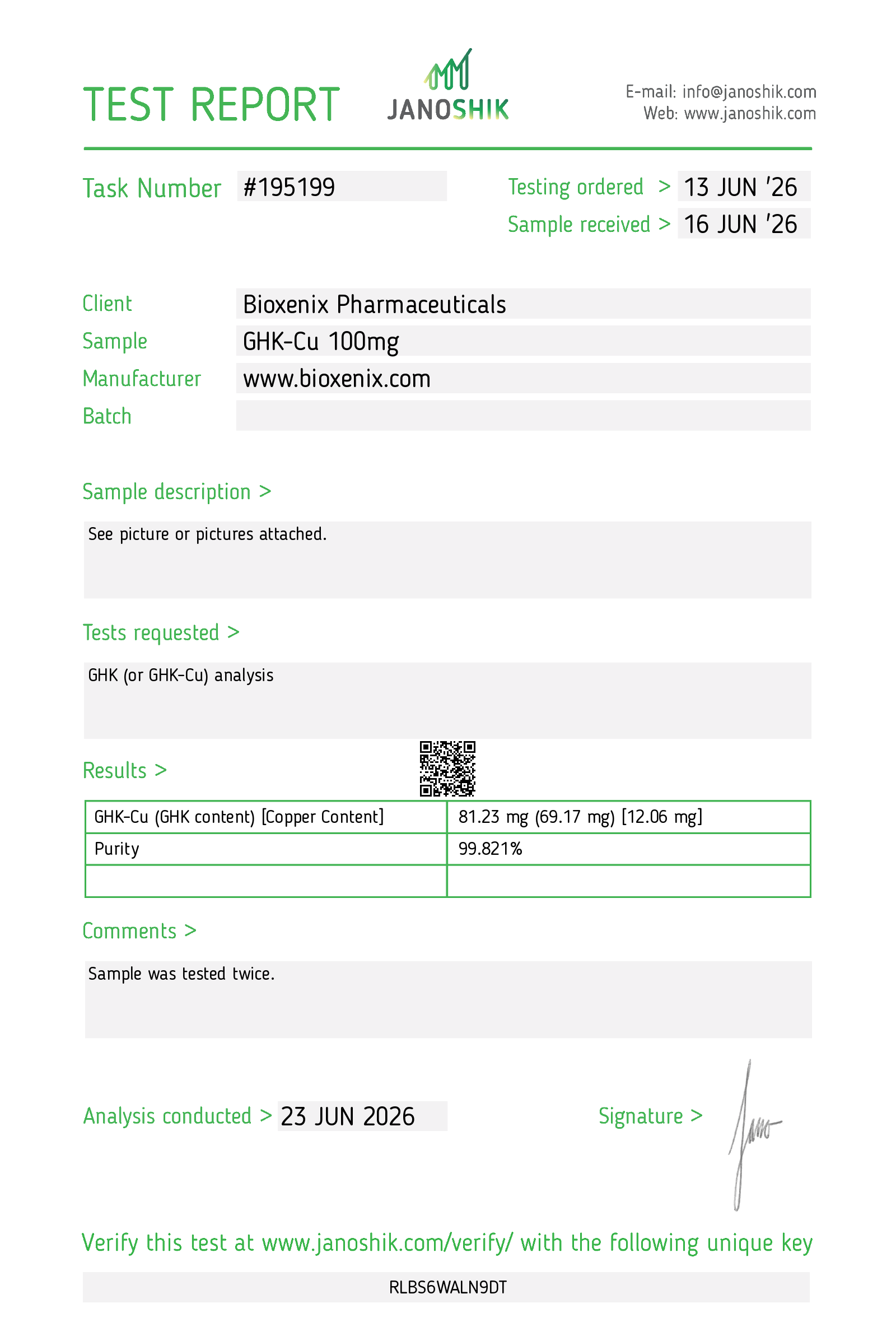 Retatrutide 60m Test Report #195199 Retatrutide 60m Test Report #195199