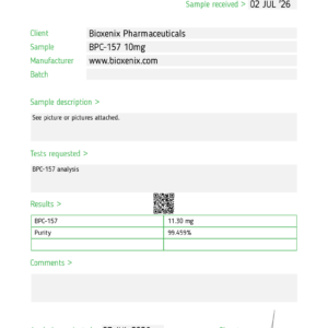 BPC-157 10mg Janoshik Test Report
